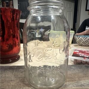 Vintage Presto Supreme Mason Jar Clear Glass MFD. BY OWENS ILLINOIS CO. Quart